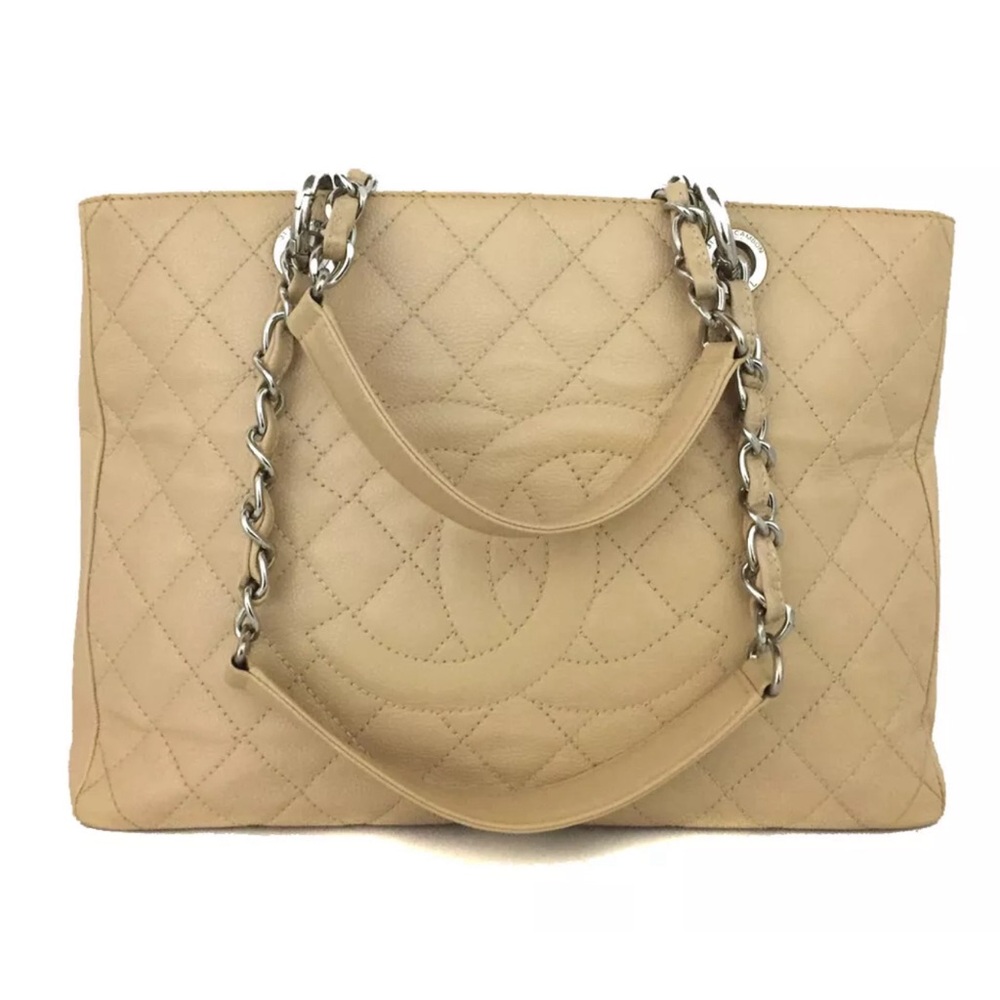 Chanel Grand Shopping Tote GST Beige Caviar Silver
Hardware